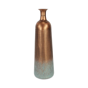 Homeroots 28" Stunning Copper And Teal Abstract Tapered Metal Floor Vase - Artisanal Home Decor Accent Piece  Metal 571653
