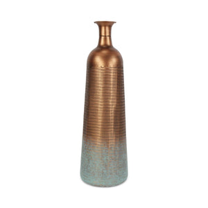 Homeroots 28" Stunning Copper And Teal Abstract Tapered Metal Floor Vase - Artisanal Home Decor Accent Piece  Metal 571653