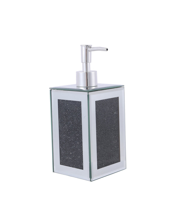 Homeroots Two Piece Black Mirrored Glass Bling Bathroom Accessory Set  Mirrored Glass 571660