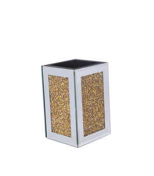 Homeroots Two Piece Gold And Mirrored Glass Bling Bathroom Accessory Set  Mirrored Glass 571661