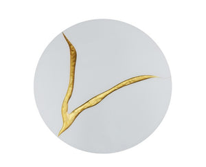 Homeroots 40" Round White And Gold Wood Coffee Table With Glamorous Abstract Design For Modern Living Spaces   571665