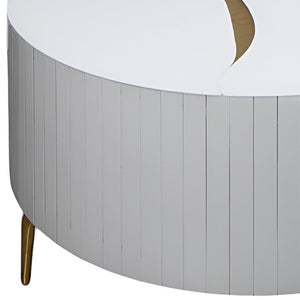 Homeroots 40" Round White And Gold Wood Coffee Table With Glamorous Abstract Design For Modern Living Spaces   571665