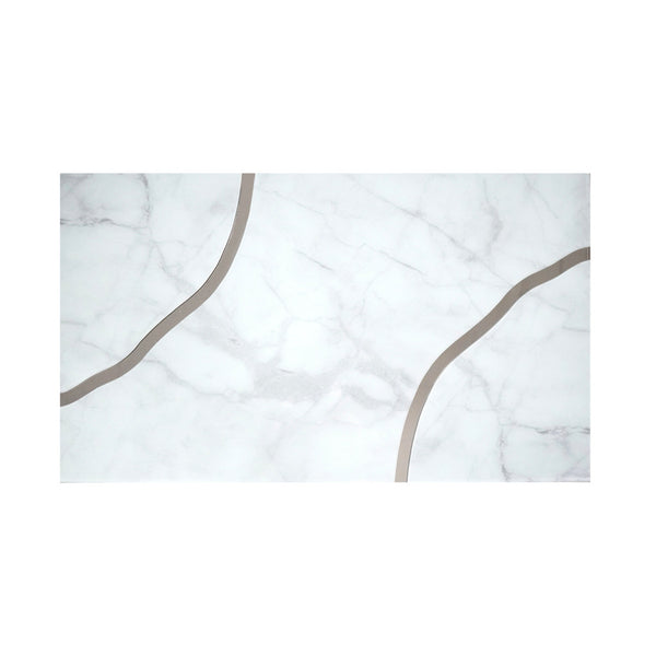 Homeroots 48" Stylish White And Silver Glass Coffee Table With Solid Wood Base For Modern Living Rooms   571667