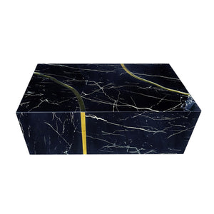 Homeroots 48" Black And Gold Faux Marble Coffee Table - Modern Solid Base Design For Chic Living Spaces   571668