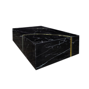 Homeroots 48" Black And Gold Faux Marble Coffee Table - Modern Solid Base Design For Chic Living Spaces   571668