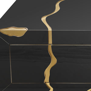 Homeroots 40" Black And Gold Modern Coffee Table With Drawers - Chic Solid Wood Base For Stylish Living Spaces   571671