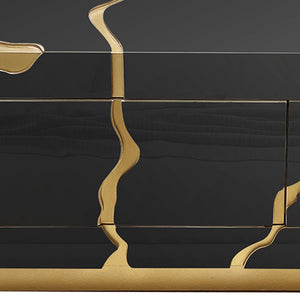 Homeroots 40" Black And Gold Modern Coffee Table With Drawers - Chic Solid Wood Base For Stylish Living Spaces   571671