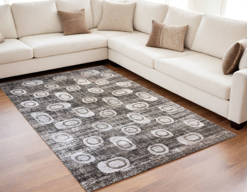 Homeroots 5' X 8' Brown And Beige Abstract Area Rug  Polyester 571681