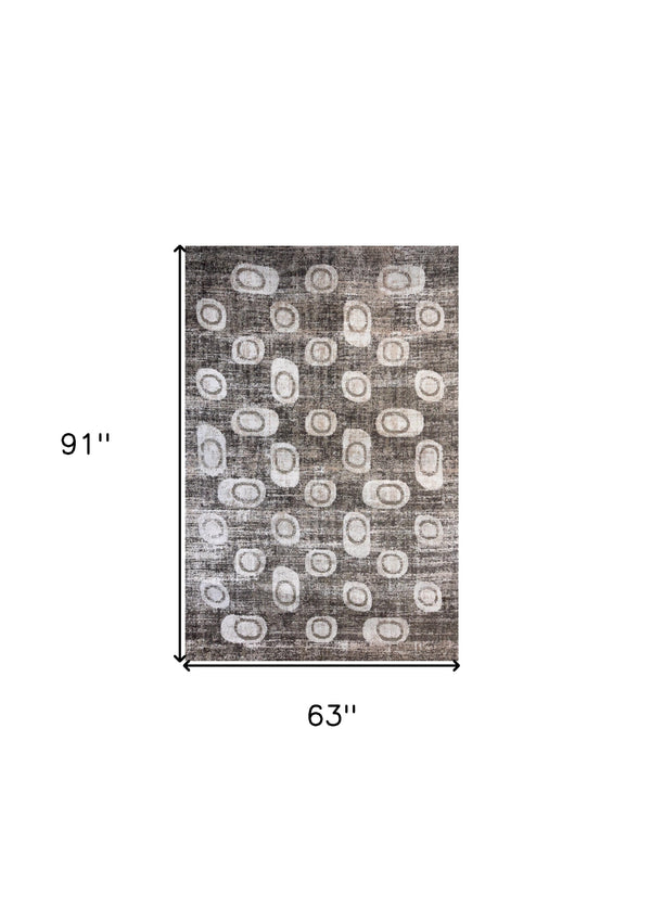 Homeroots 5' X 8' Brown And Beige Abstract Area Rug  Polyester 571681