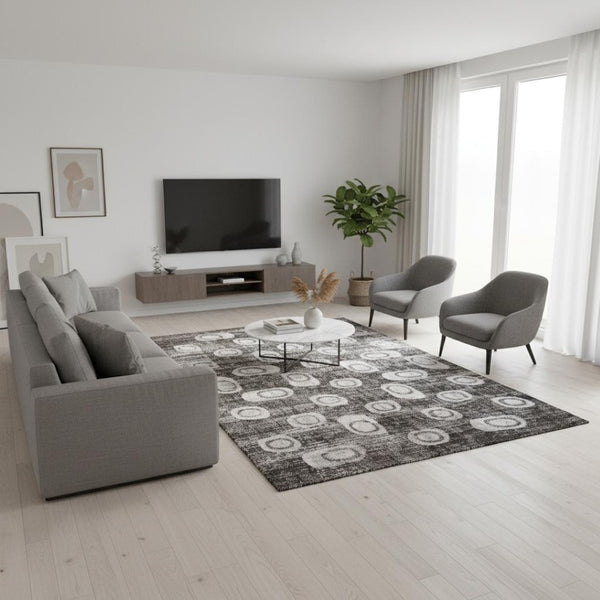 HomeRoots 8' Brown and Beige Abstract Area Rug - Modern Style, Stain-Resistant, Perfect for Family Spaces 8' X 11' 571683