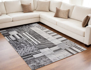 Homeroots 5' X 8' Gray Brown And Beige Abstract Area Rug  Polyester 571685