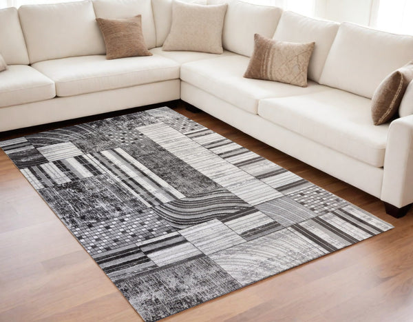 Homeroots 5' X 8' Gray Brown And Beige Abstract Area Rug  Polyester 571685