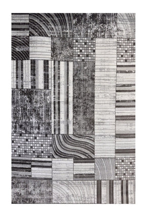 HomeRoots 5' Abstract Area Rug in Gray, Brown & Beige - Modern Design, Stain Resistant, Ideal for Family Spaces 7' X 10' 571686