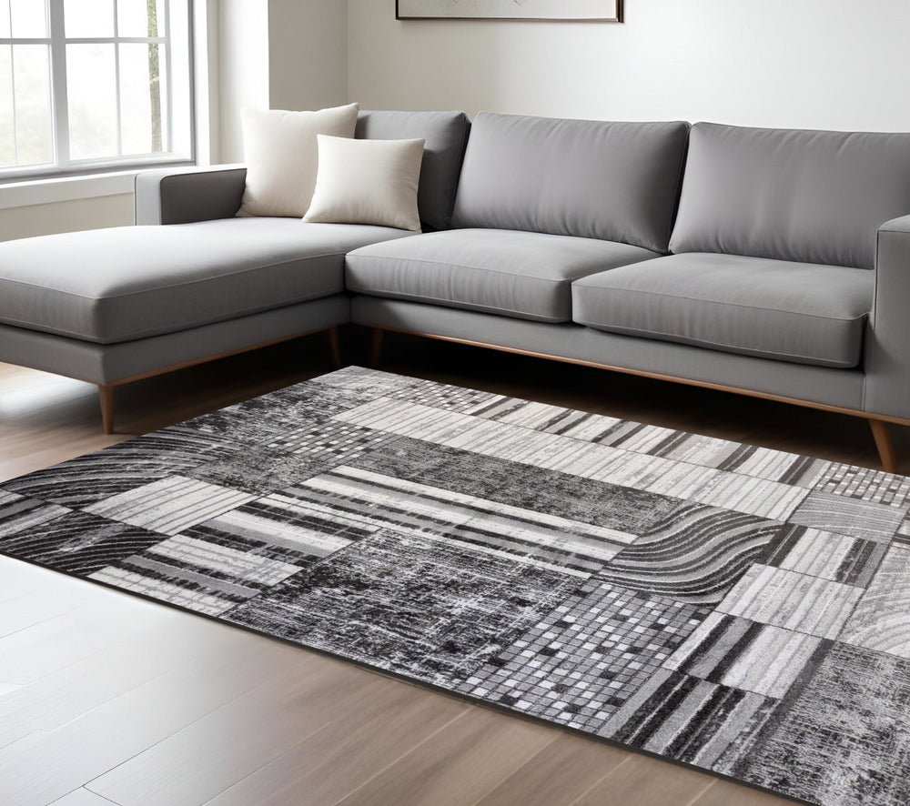 Homeroots 8' X 11' Gray Brown And Beige Abstract Area Rug  Polyester 571687