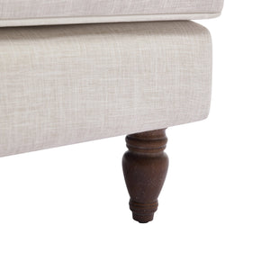 English Elm Vintage Linen Armchair with Rolled Arms and Turned Wood Legs — Plush Cushions, Sturdy Support, Timeless Accent for Living Spaces Cream 29.84 L x 29.5 W x 18.42 H N701P326070C