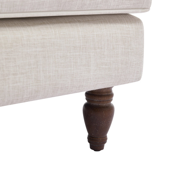 English Elm Vintage Linen Armchair with Rolled Arms and Turned Wood Legs — Plush Cushions, Sturdy Support, Timeless Accent for Living Spaces Cream 29.84 L x 29.5 W x 18.42 H N701P326070C
