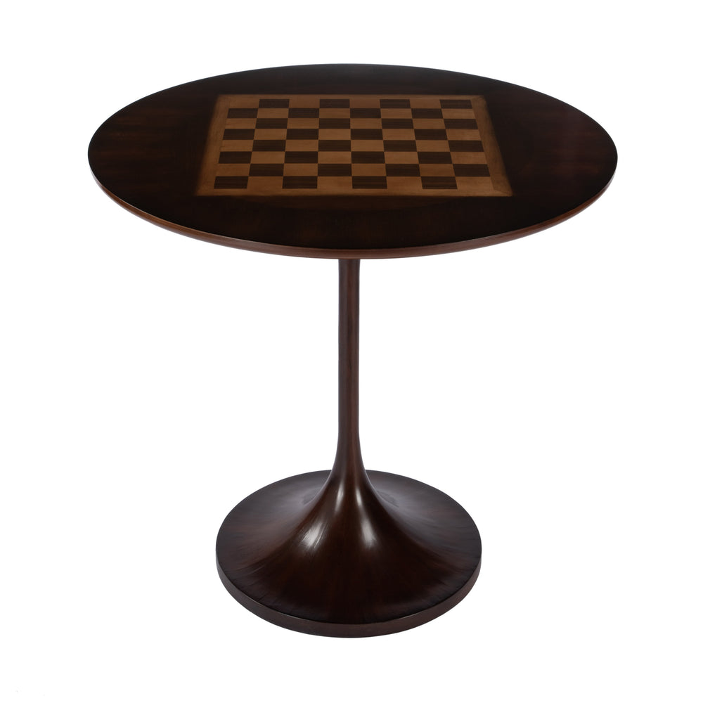 Butler Specialty Francis 30" Round Pedestal Game Table - Elegant Wood Inlay For Chess And Checkers In Any Living Room Dark Brown Poplar Wood,Cherry,Maple And Walnut Veneers,Mdf,Resin 5717024-butler