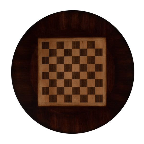 Butler Specialty Francis 30" Round Pedestal Game Table - Elegant Wood Inlay For Chess And Checkers In Any Living Room Dark Brown Poplar Wood,Cherry,Maple And Walnut Veneers,Mdf,Resin 5717024-butler