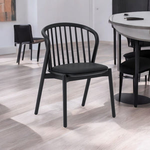 Homeroots Five Piece Black Oval Dining Set With Four Chairs  Wood 571705