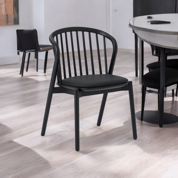 Homeroots Five Piece Black Oval Dining Set With Four Chairs  Wood 571705