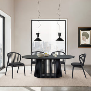 Homeroots Five Piece Black Oval Dining Set With Four Chairs  Wood 571705