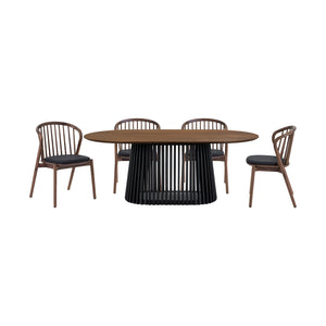 Homeroots Five Piece Brown And Black Oval Dining Set With Four Chairs  Wood 571707