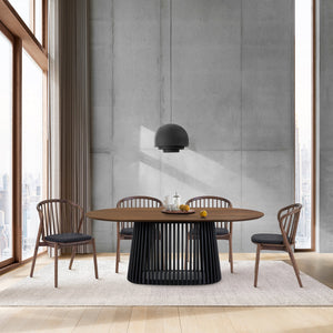 Homeroots Five Piece Brown And Black Oval Dining Set With Four Chairs  Wood 571707