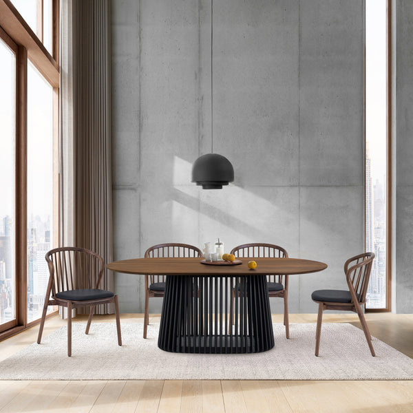 Homeroots Five Piece Brown And Black Oval Dining Set With Four Chairs  Wood 571707