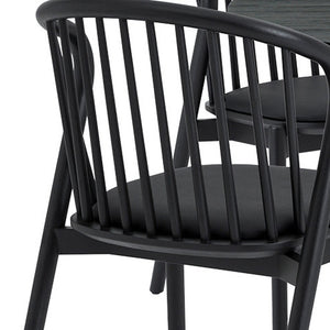 Homeroots Five Piece Black Round Dining Set With Four Chairs  Wood 571708