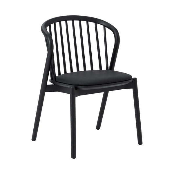 Homeroots Five Piece Black Round Dining Set With Four Chairs  Wood 571708