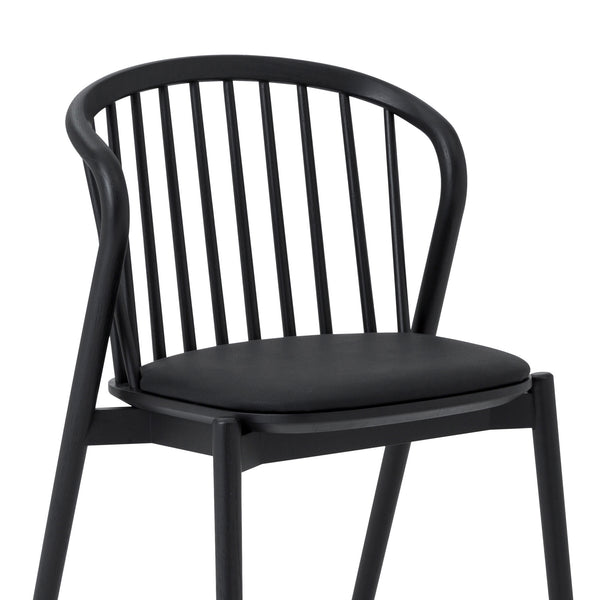 Homeroots Five Piece Black Round Dining Set With Four Chairs  Wood 571708