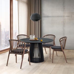 Homeroots Five Piece Black Round Dining Set With Four Chairs  Wood 571709