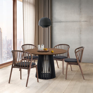 Homeroots Five Piece Brown And Black Round Dining Set With Four Chairs  Wood 571710