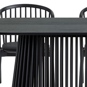 Homeroots Six Piece Black Oval Dining Set With Four Chairs And Sideboard  Wood 571711