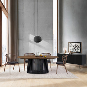 Homeroots Six Piece Brown And Black Oval Dining Set With Four Chairs And Sideboard  Wood 571713