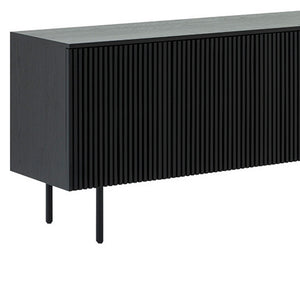 Homeroots Six Piece Black Round Dining Set With Four Chairs And Sideboard  Wood 571714