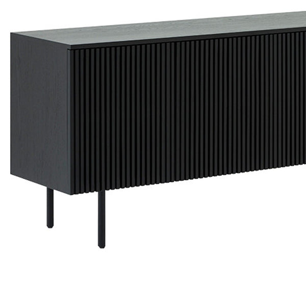 Homeroots Six Piece Black Round Dining Set With Four Chairs And Sideboard  Wood 571714