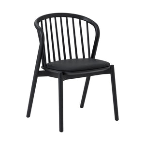 Homeroots Six Piece Black Round Dining Set With Four Chairs And Sideboard  Wood 571714