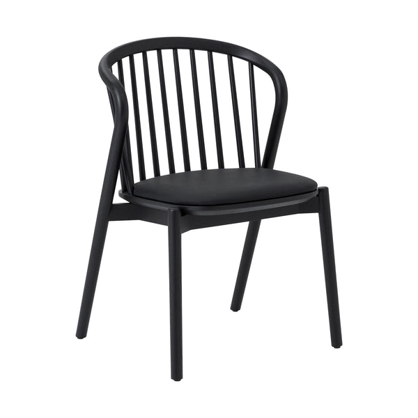 Homeroots Six Piece Black Round Dining Set With Four Chairs And Sideboard  Wood 571714