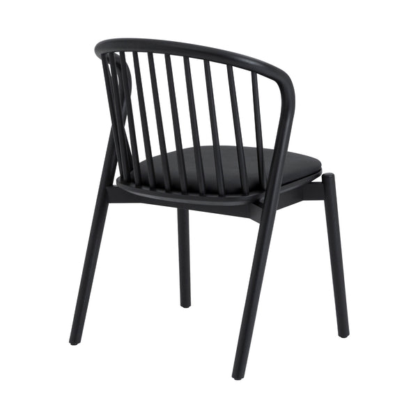 Homeroots Six Piece Black Round Dining Set With Four Chairs And Sideboard  Wood 571714