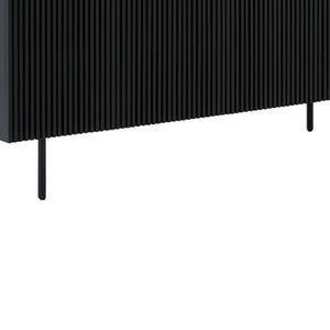 Homeroots Six Piece Black Round Dining Set With Four Chairs And Sideboard  Wood 571715