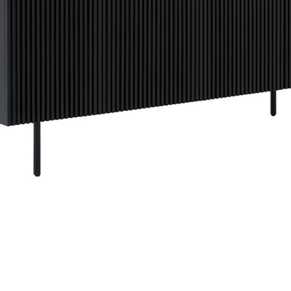 Homeroots Six Piece Black Round Dining Set With Four Chairs And Sideboard  Wood 571715