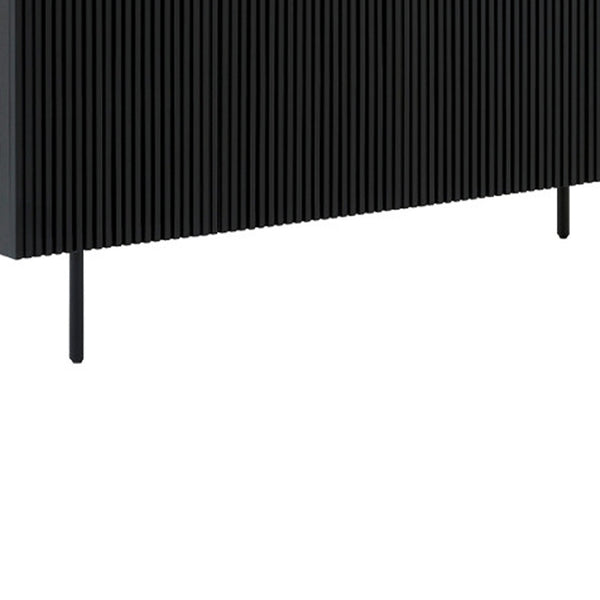 Homeroots Six Piece Brown And Black Round Dining Set With Four Chairs And Sideboard  Wood 571716