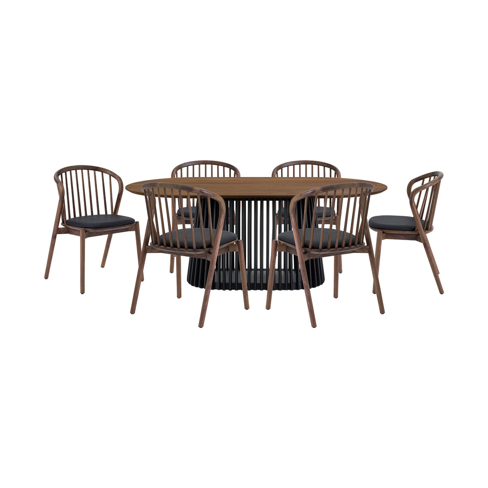 Homeroots Seven Piece Brown And Black Oval Dining Set With Six Chairs  Wood 571719
