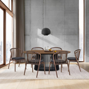 Homeroots Seven Piece Brown And Black Oval Dining Set With Six Chairs  Wood 571719