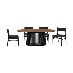 Homeroots Five Piece Brown And Black Oval Dining Set With Four Chairs  Wood 571721