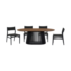 Homeroots Five Piece Brown And Black Oval Dining Set With Four Chairs  Wood 571721