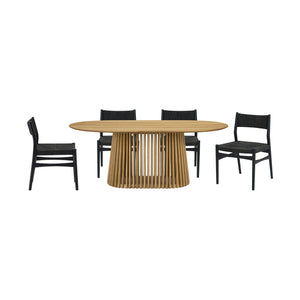 Homeroots Five Piece Oak Oval Dining Set With Four Chairs  Wood 571722