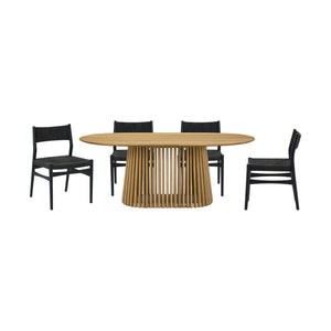 Homeroots Five Piece Oak Oval Dining Set With Four Chairs  Wood 571722