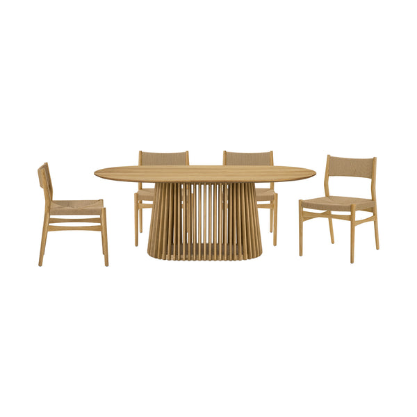 Homeroots Five Piece Oak Oval Dining Set With Four Chairs  Wood 571723